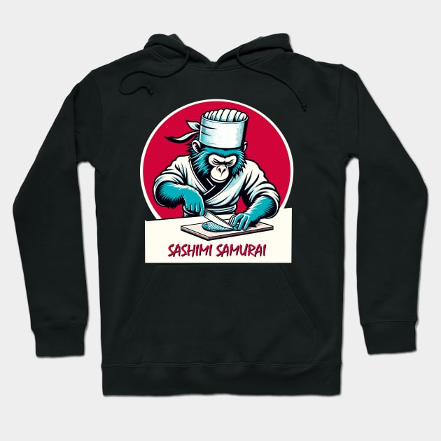 Sushi Master Monkey - Retro Japanese Chef Cartoon Hoodie by TimeWarpWildlife